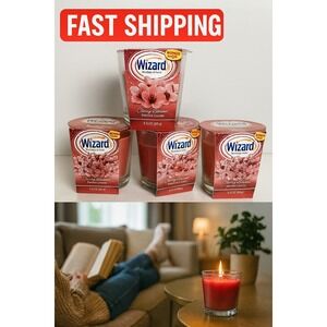 4 x Wizard Odor-Neutralizing Candles 3.5 oz  2 Cherry Blossom + 2 Blossom Breeze